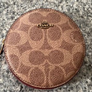 Coach Signature Round Coin Case NWT